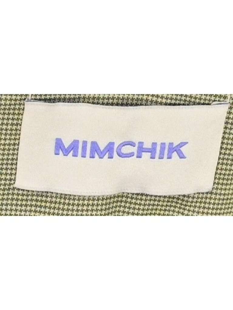 Mimchik Strapless Mini Gum Drop Dress In Green Micro Houndstooth — image 3 of 4